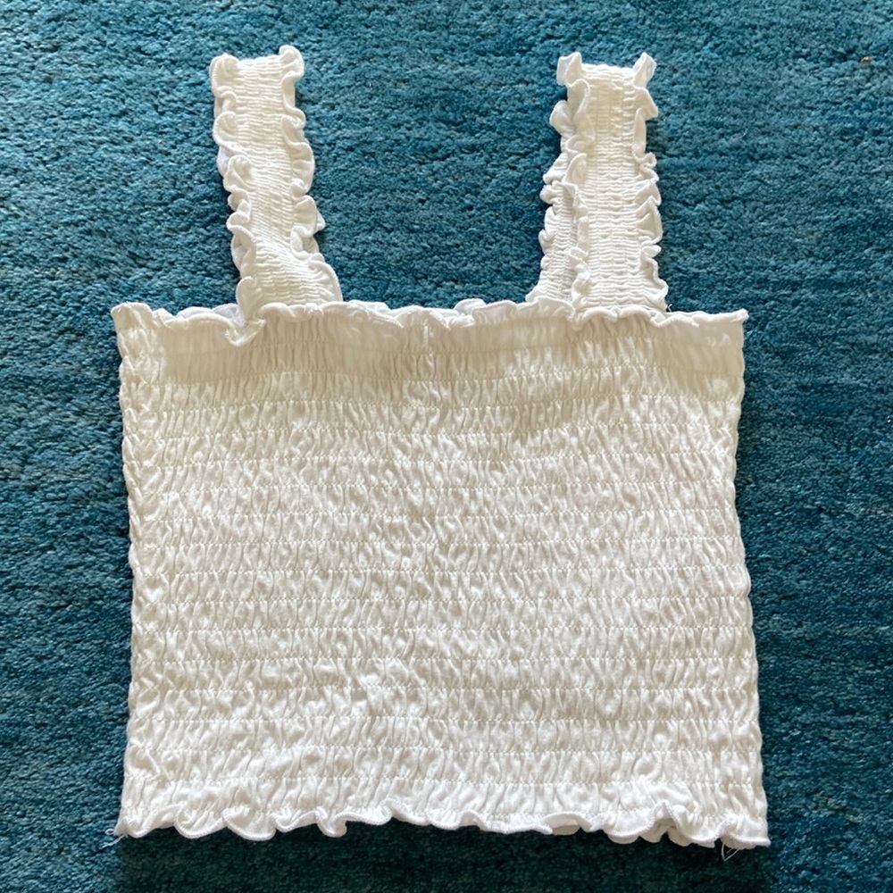 Hollister white smocked crop top